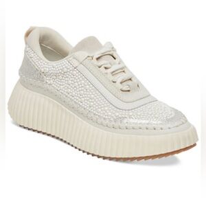 Dolce Vita Cream and Silver Sneakers